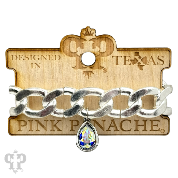 Fluted bead and chain link bracelet set