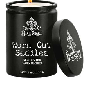 Worn Out Saddles - 11 oz Glass Candle - Cotton Wick