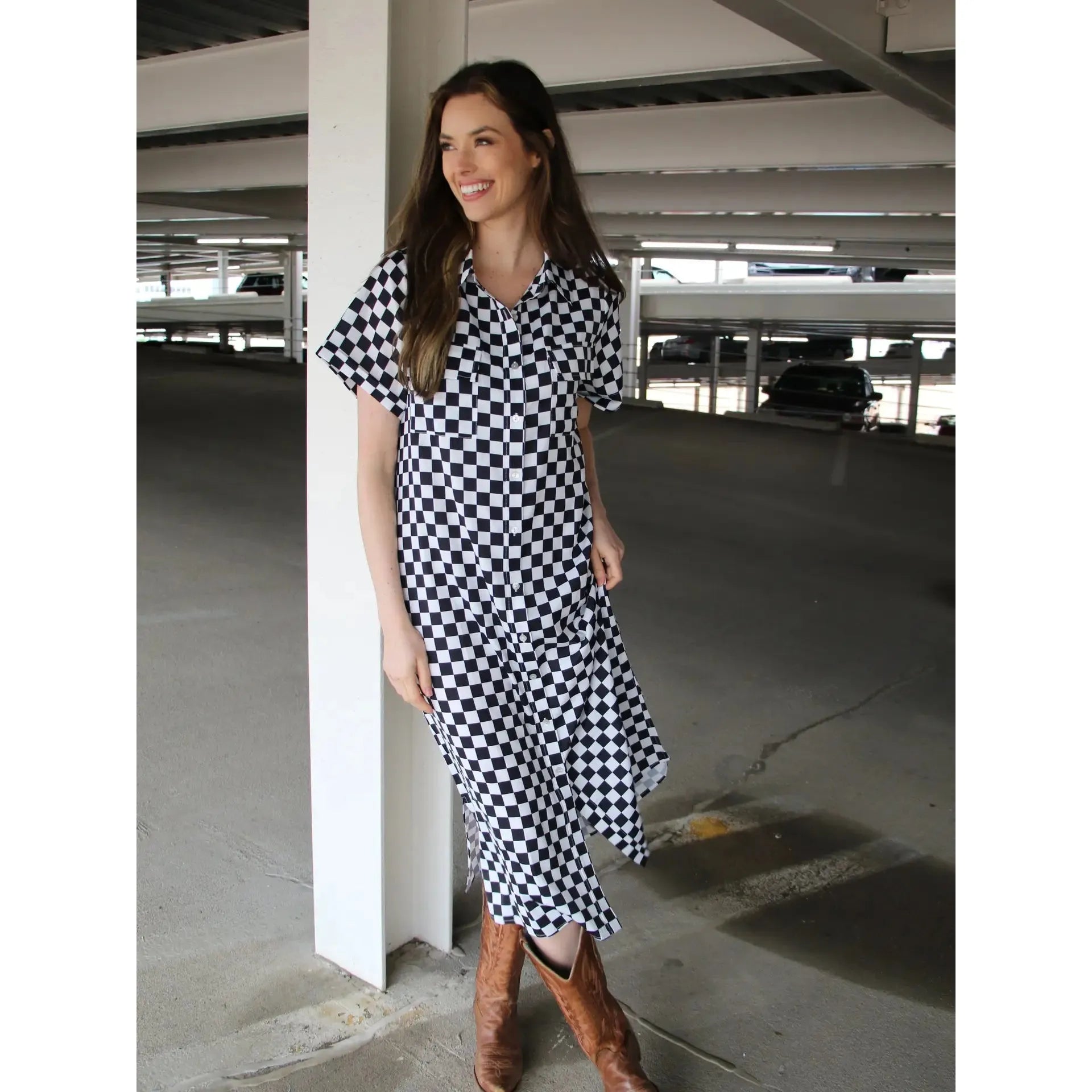 Black/White Check Dress/Kimono