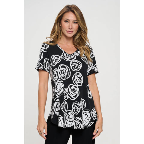 V-Neck Binding Top Black/White