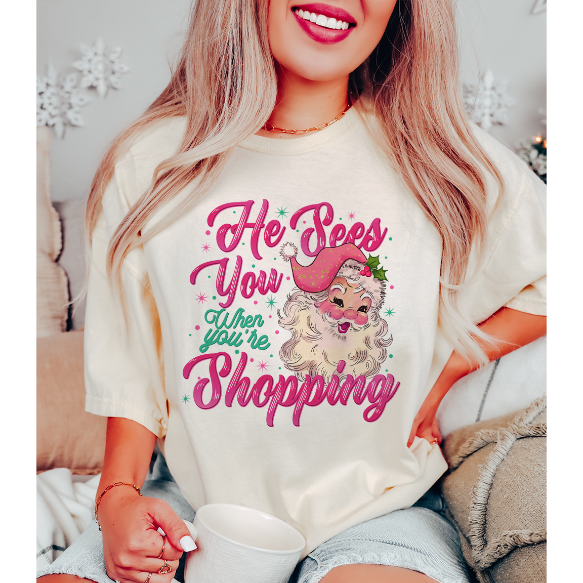 He Sees You When You're Shopping Graphic Tee