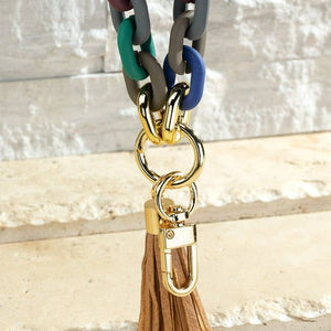 Two Tone Color Key Chain with Tassel: Multi