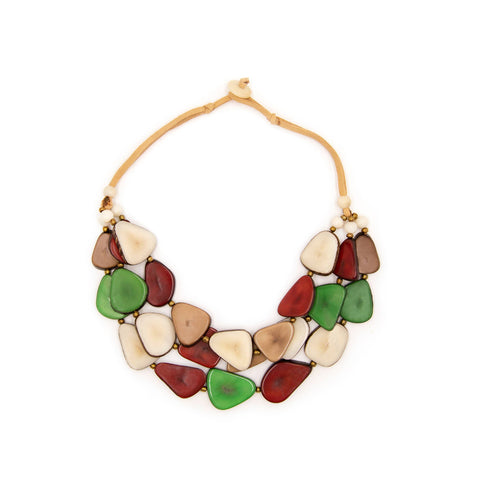 Alma Necklace: Green/Chestnut/Cafe con Leche