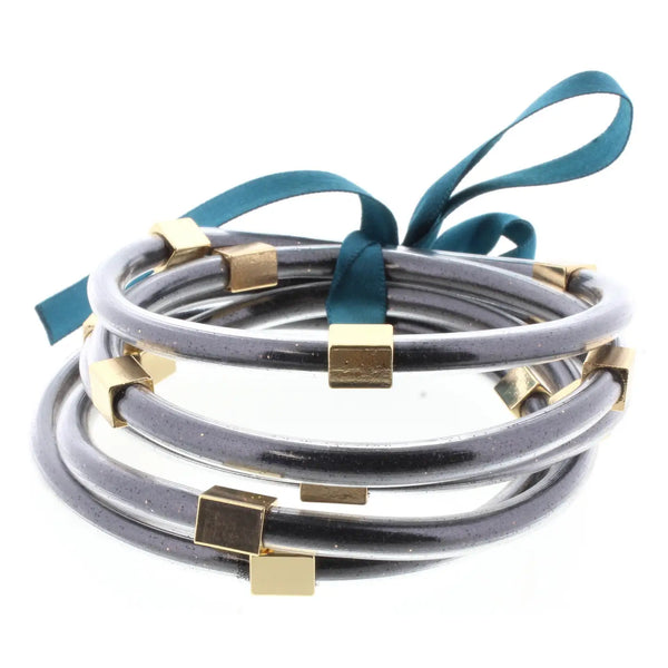 Glitter with Gold Station Filled Bangles Bracelet Set