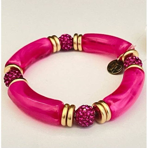 Pink Panache, Fuchsia bamboo tube bead bracelet