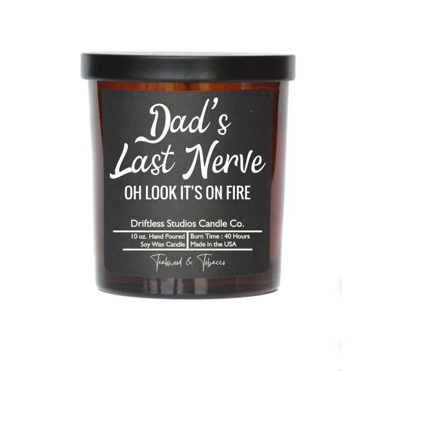 Driftless Studios - Dads Last Nerve - Fathers Day Gifts Candles - Soy Wax Candle: Smoked Bourbon