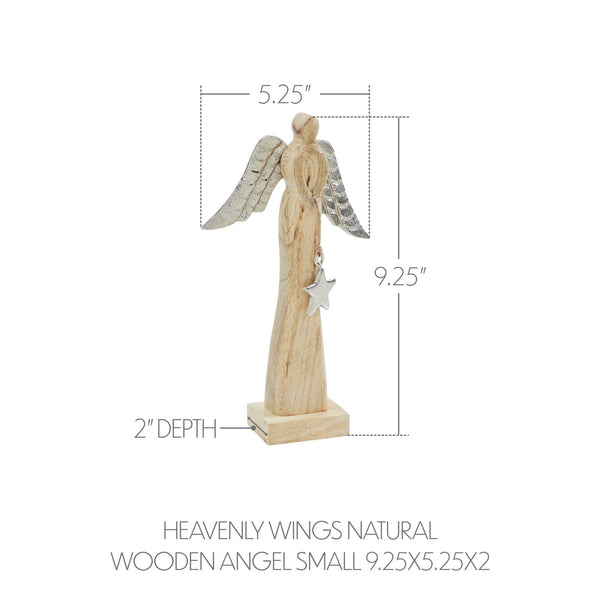 Heavenly Wings Natural Wooden Angel Small 9.25x5.25x2