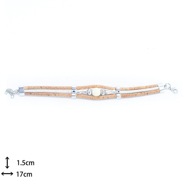 Natural tri-cork with ceramic beads bracelet, Cork from Portugal