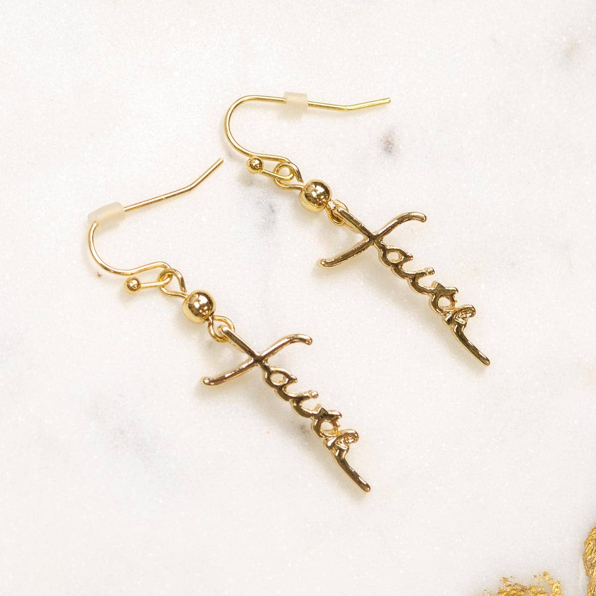 Always Have Faith Earrings   Gold   1.5"