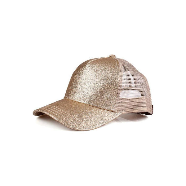 C.C Glitter Ponytail Mesh Back Baseball Cap