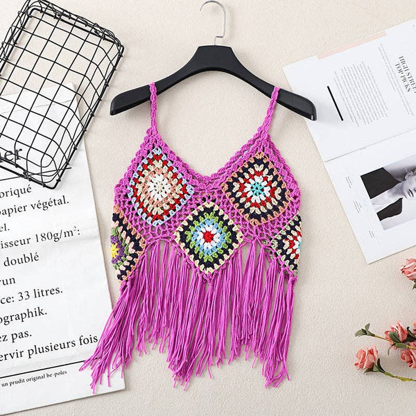 Handmade Bohemian Crochet Design Camisole, Purple