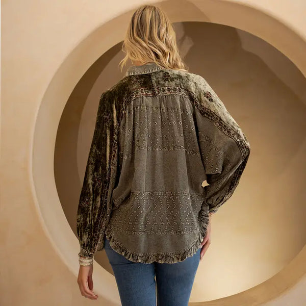 Bohemian Elegance: Stonewashed Rayon Top