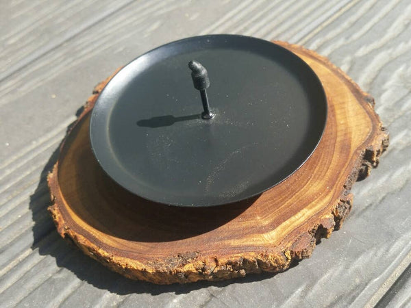 RUSTICO candle holder in olive wood
