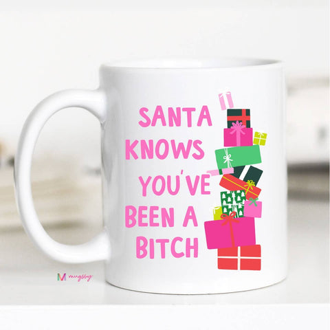 "Santa Knows" Funny Christmas Mug,