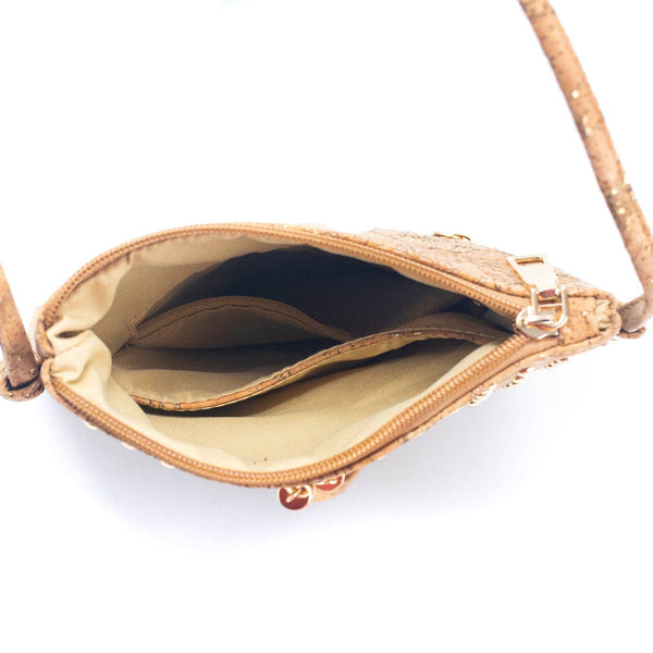 Gold and Silver Accented Cork Women's Cut-out Crossbody Bag: Golden, Cork from Portugal