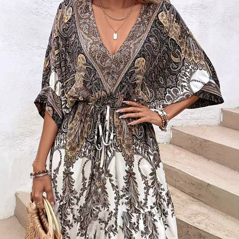 Paisley Multicolored Dress: Brown