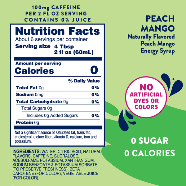 Skinny Mixes - Sugar Free Peach Mango Energy Syrup - 375ml