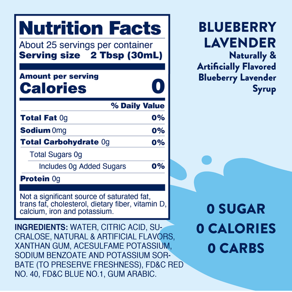 Skinny Mixes - Sugar Free Blueberry Lavender Flavor Infusion Syrup