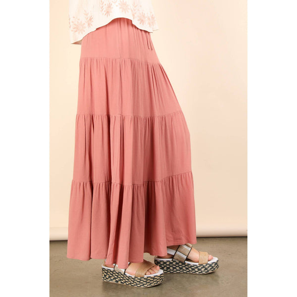 Tiered Layers Woven Midi Skirt
