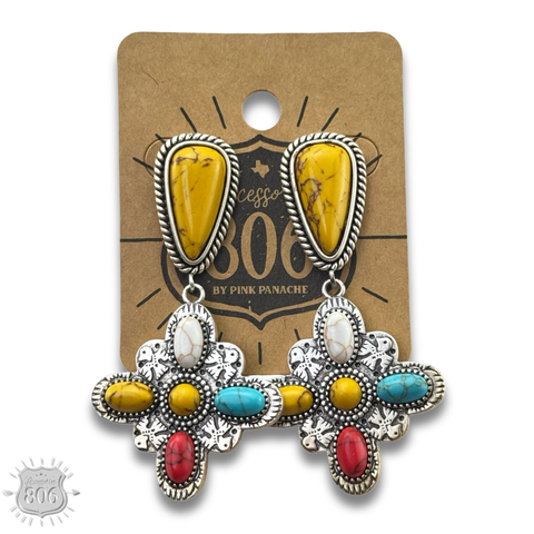 Multi-color four point cross earring, last call: Multi-Color