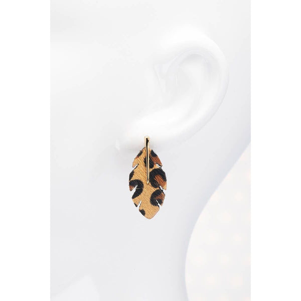Genuine Leather Banana Leaf Earrings
