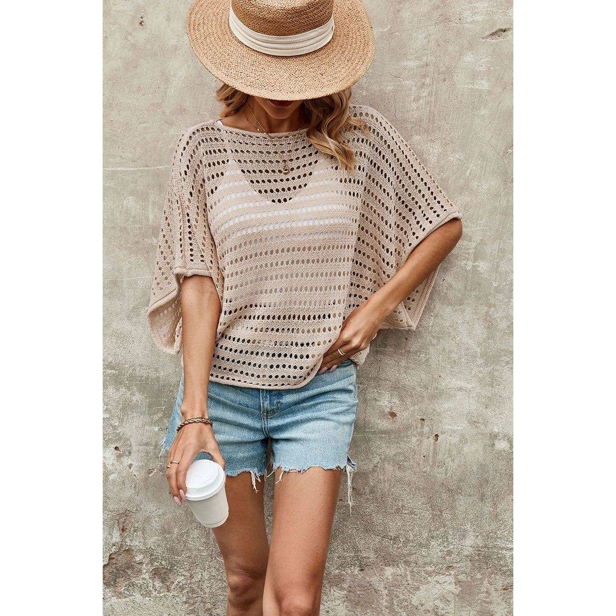 Open Knit Batwing Top