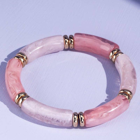 Formica & Gold Plate Bead Bracelet, Pink Multi