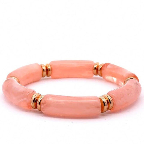 Formica & Gold Plate Bead Bracelet, Pink