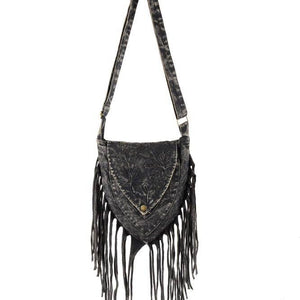 Triangular Fringed Stonewashed Cotton Passport Bag