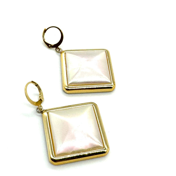 Bezel Pearliest Diamante Cuff Earrings: Cream