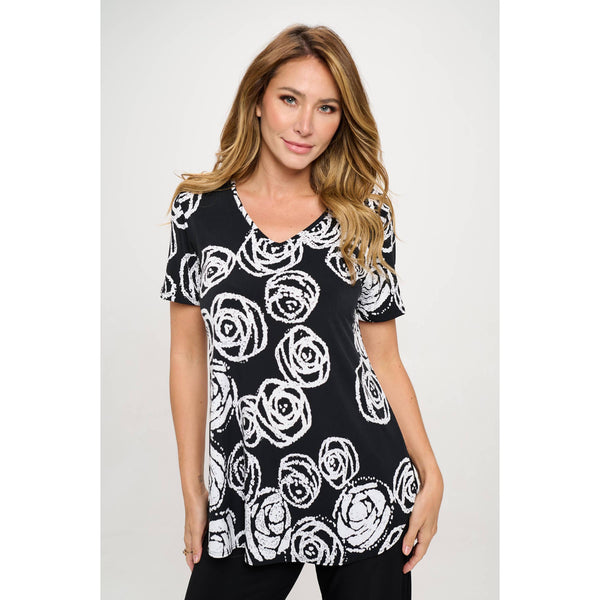 V-Neck Binding Top Black/White