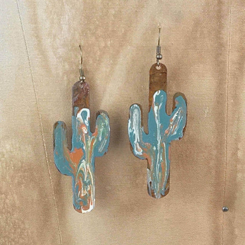 ReLoved by Honey and Me featuring Simply Saguaro - Large Desert Swirl Cactus Earrings