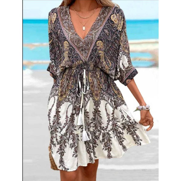 Paisley Multicolored Dress: Brown