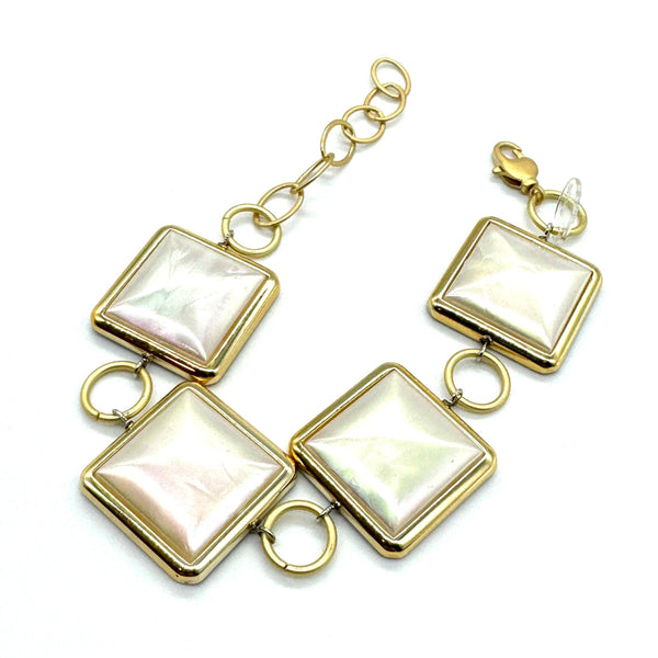 Bezel Pearliest Stations Bracelet: Cream