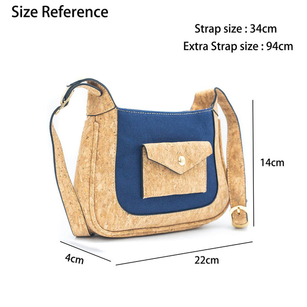 Navy Blue Envelope Cork Messenger Sling Bag, Cork from Portugal