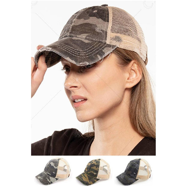 C.C Camouflage Pattern Baseball Cap with Mesh
