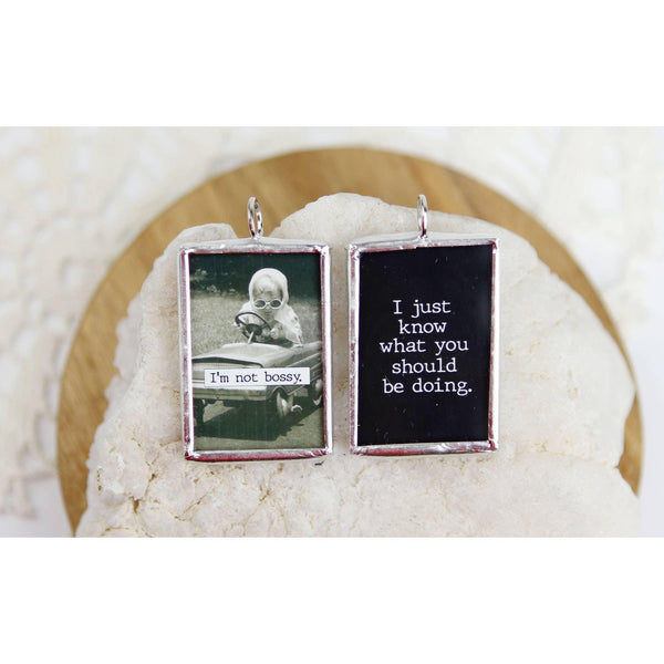 I'm Not Bossy Funny Vintage Photo Charm Necklace