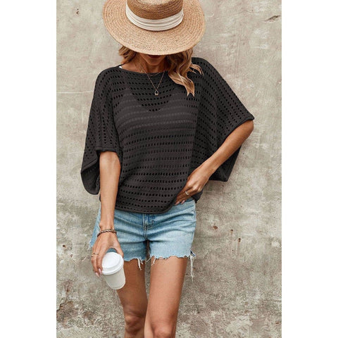 Open Knit Batwing Top