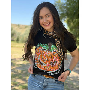 Callie Ann Stelter Thankful Pumpkin Crew Tee & Sweatshirt