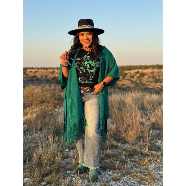 Turquoise Charlie Fringe Kimono