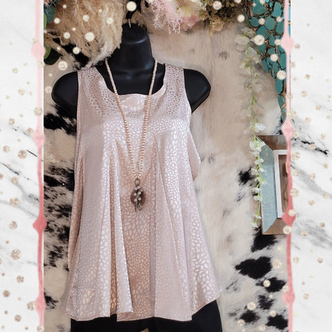 Leopard Silk Tank Champagne color