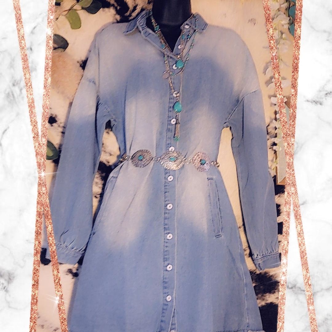 Denim Dress with Pockets