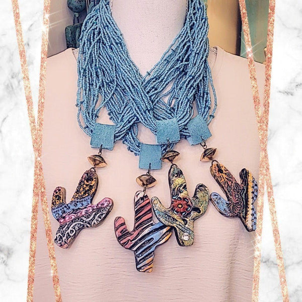 Pottery Beaded Cactus Necklaces Gypsy South