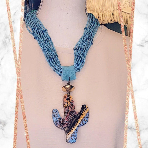 Pottery Beaded Cactus Necklaces Gypsy South