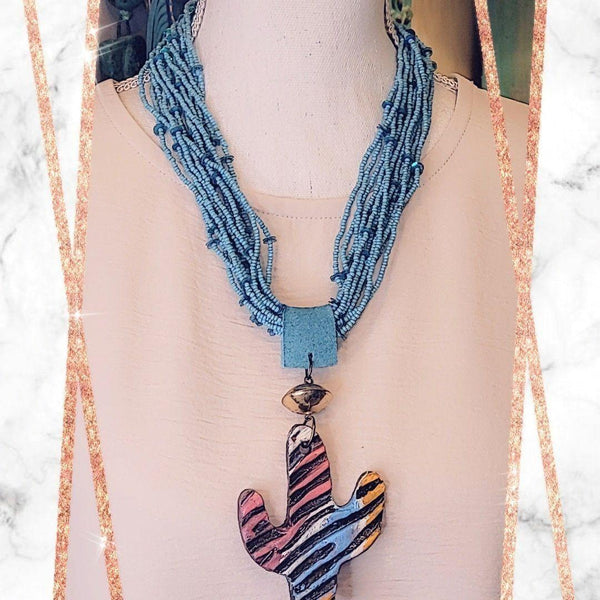 Pottery Beaded Cactus Necklaces Gypsy South