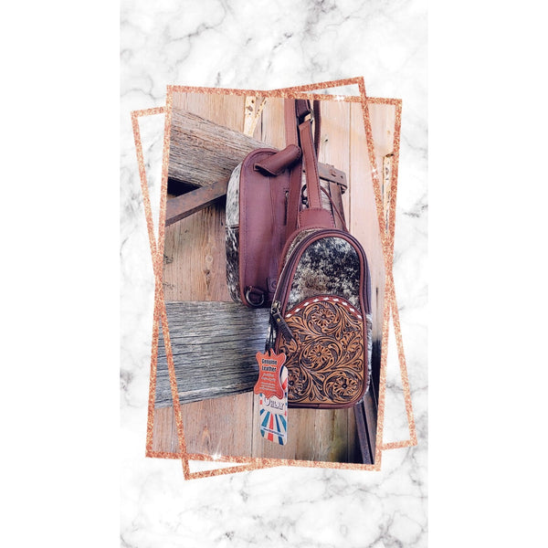 Sling Hand Tooled Genuine Leather Handbag