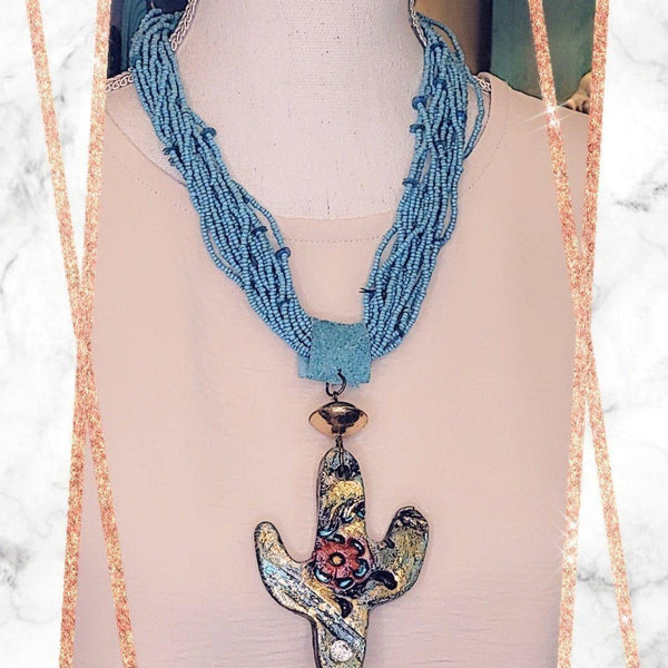 Pottery Beaded Cactus Necklaces Gypsy South