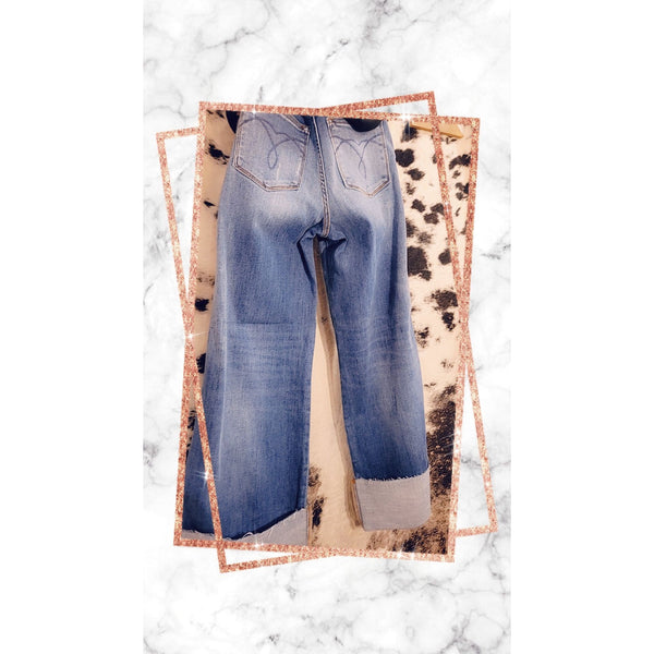Retro Wide Leg With Cuff High Waisted