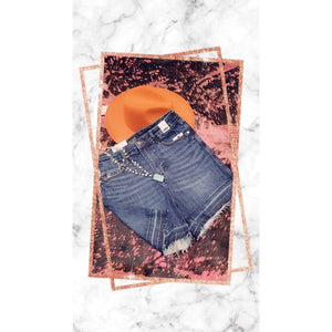High Waist Destroy Hem Shorts