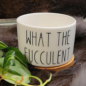 Funny Succulent Pots - White Ceramic Plant Pot: What The Fucculent
